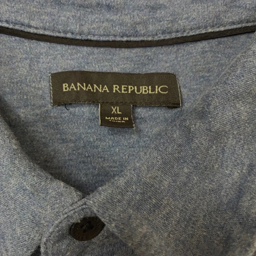 Banana Republic Mens XL Blue Heathered Cotton Short Sleeve Polo‎ Shirt 1588968